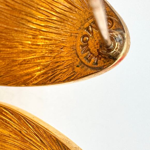 Vintage Monet J Hoop Earrings Gold Tone Signed Luxe Chic Runway Classic Timeless - Picture 9 of 16